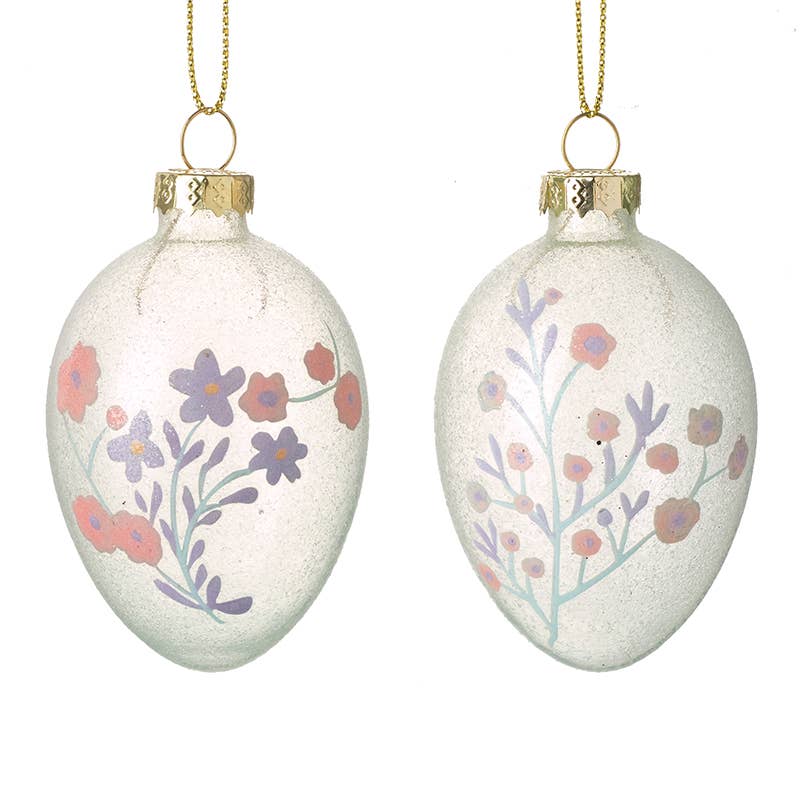 Hanging Floral Pattern Glass Egg Mix