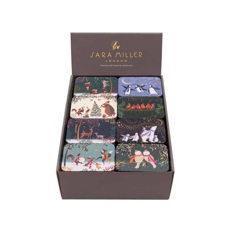 Sara Miller Christmas - Slip Lid Pocket Tins 8 Asst/ Fudge