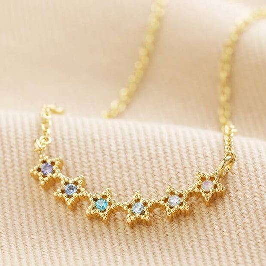 Ombre Crystal Star Bar Necklace in Gold