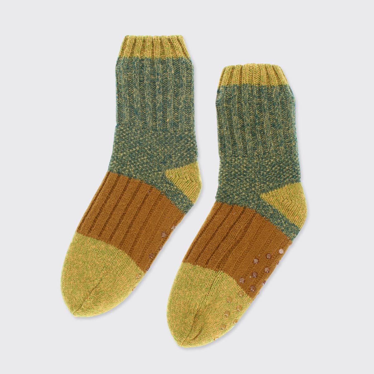 Men's Cosy Slipper Socks - Earthy Green