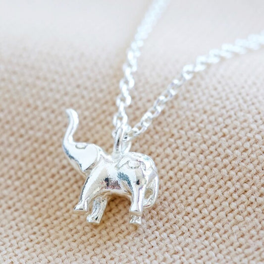 Tiny Elephant Pendant Necklace in Silver