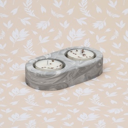 Grey marble jesmonite tealight holder