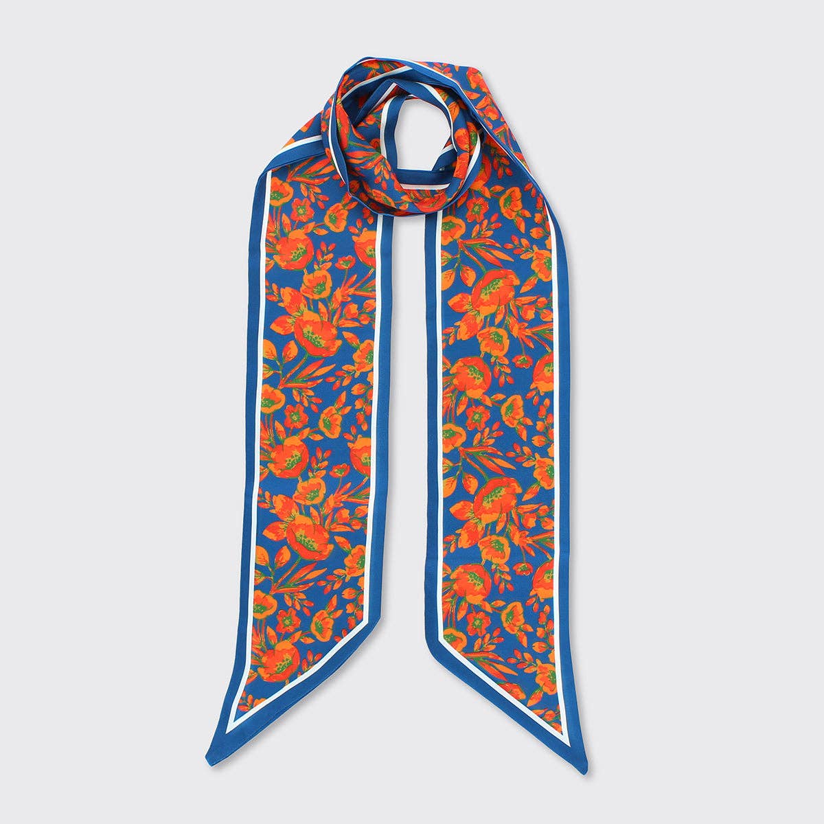 Maeve Floral Tie Scarf - Teal/Rust