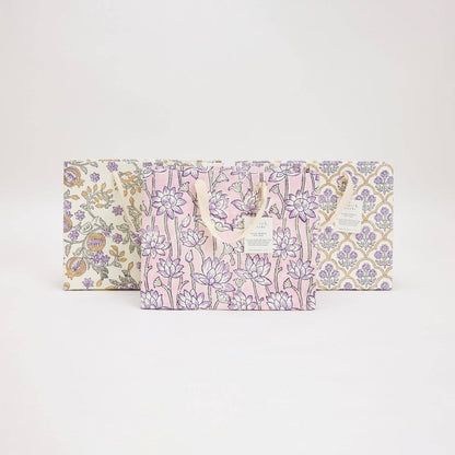 Block Printed Gift Bags (Medium) - Lavender