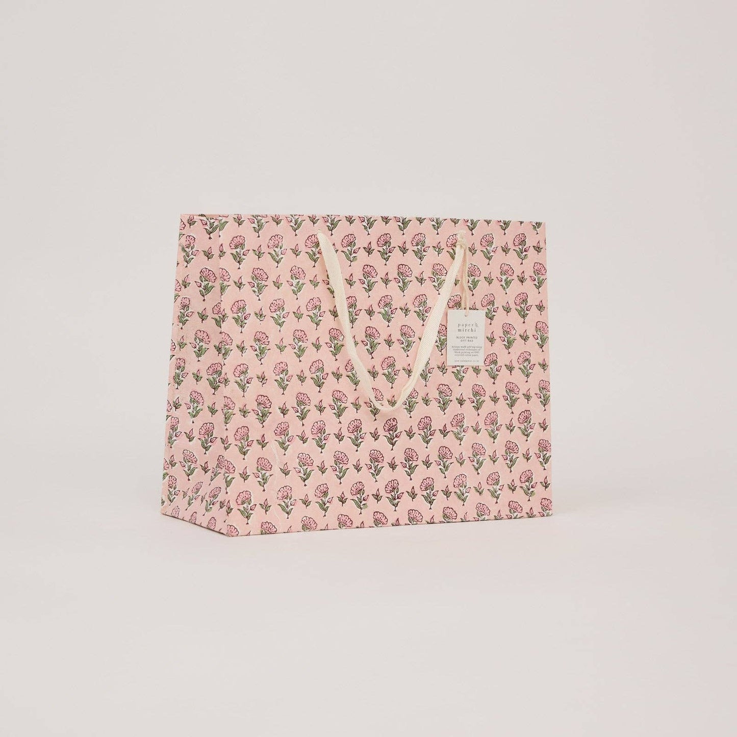 Hand Block Printed Gift Bags (Large) - Blush Refresh