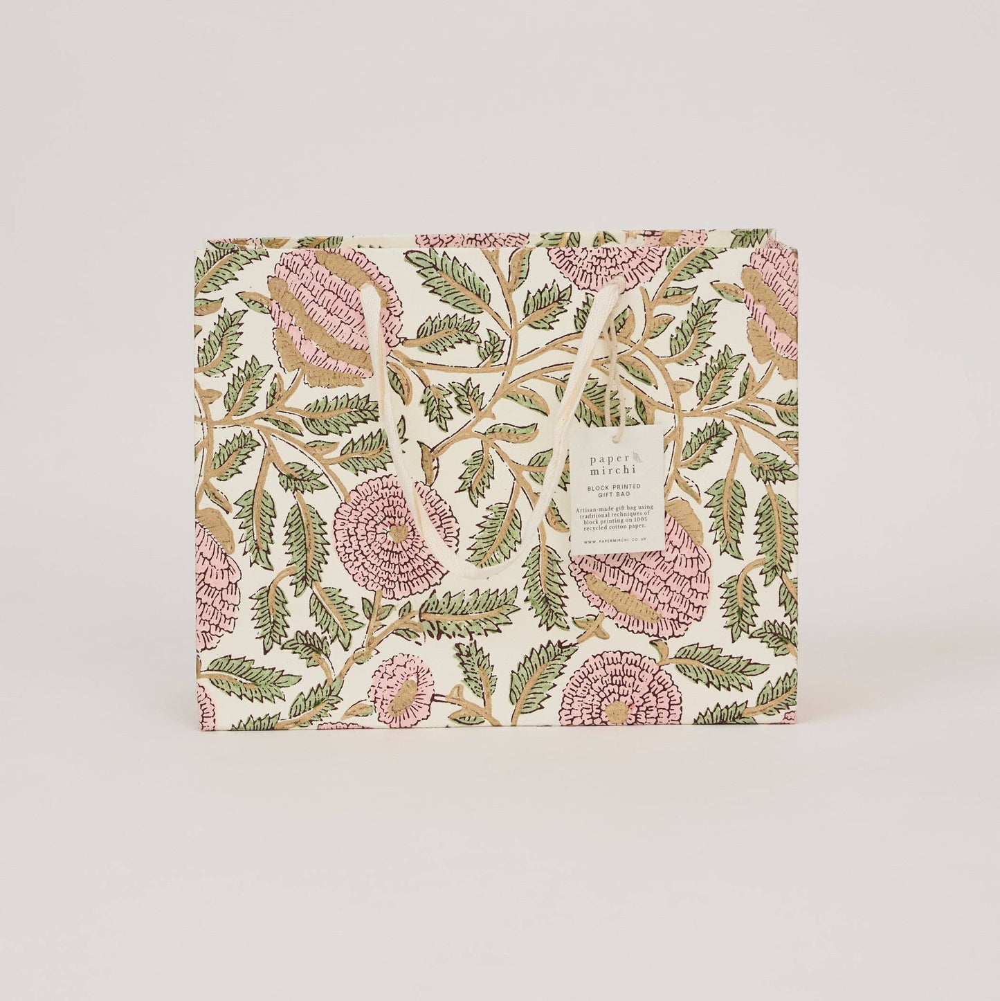 Hand Block Printed Gift Bags (Medium) - Blush Refresh