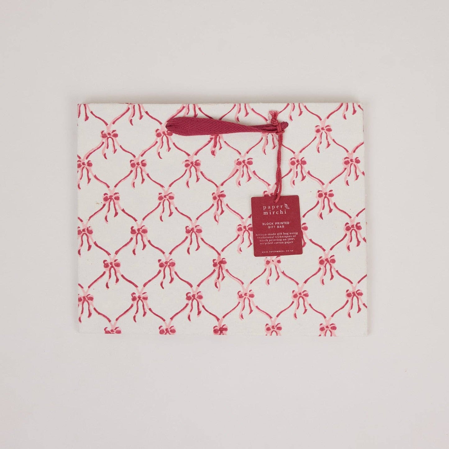 Block Printed Gift Bags (Medium) - Christmas Pudding