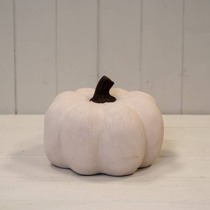 Cotton White Medium Ceramic Pumpkin Ornament