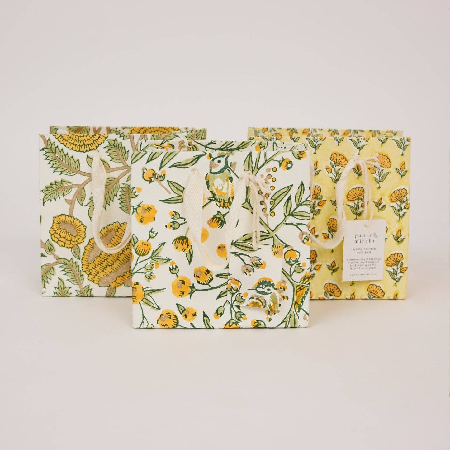 Hand Block Printed Gift Bags (Small) - Sunshine Refresh