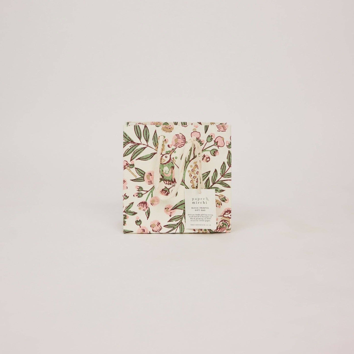 Hand Block Printed Gift Bags (Small) - Blush Refresh