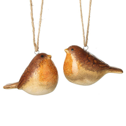 Stoneware Hanging Robin Christmas Decoration