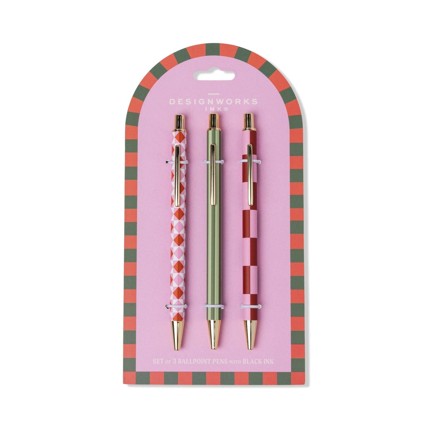3 Pen Set - Diamond, Stripe, Check