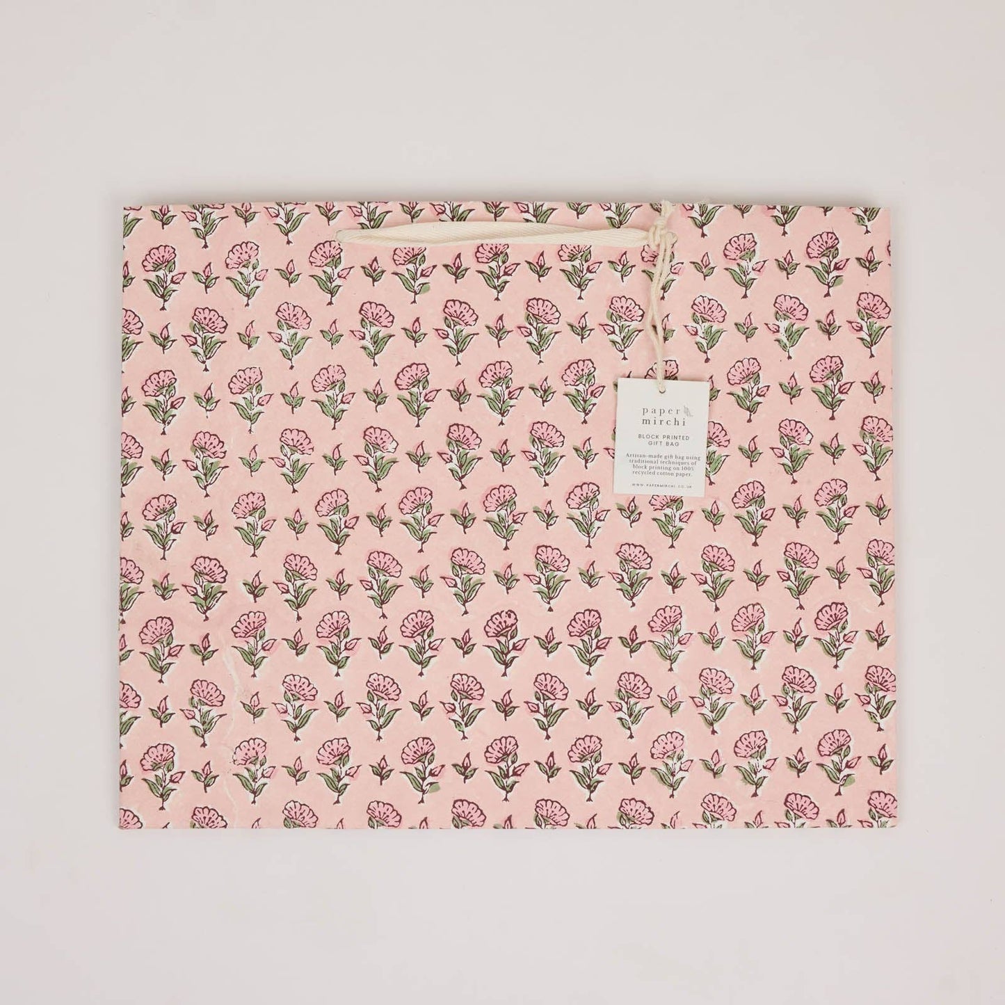 Hand Block Printed Gift Bags (Large) - Blush Refresh