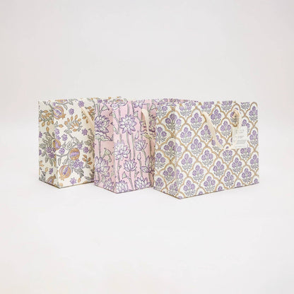 Block Printed Gift Bags (Medium) - Lavender