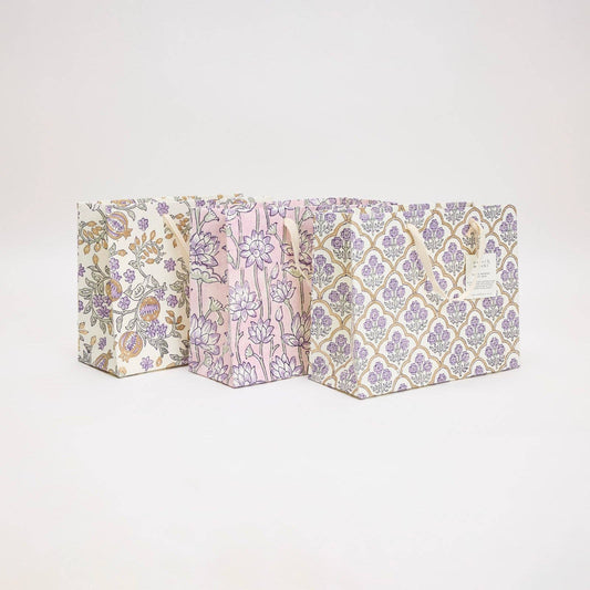 Block Printed Gift Bags (Medium) - Lavender