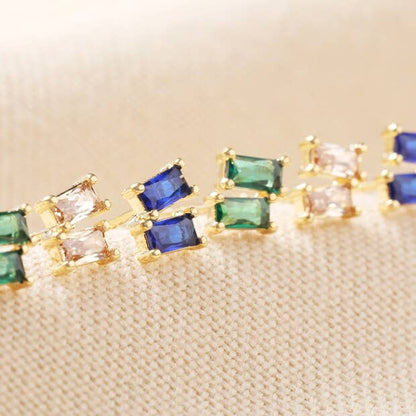 Emerald Green Stone Stud Earrings in Gold