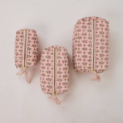 Organic Cotton Toiletry Bag (Small)  - Ditsy Floral Blush
