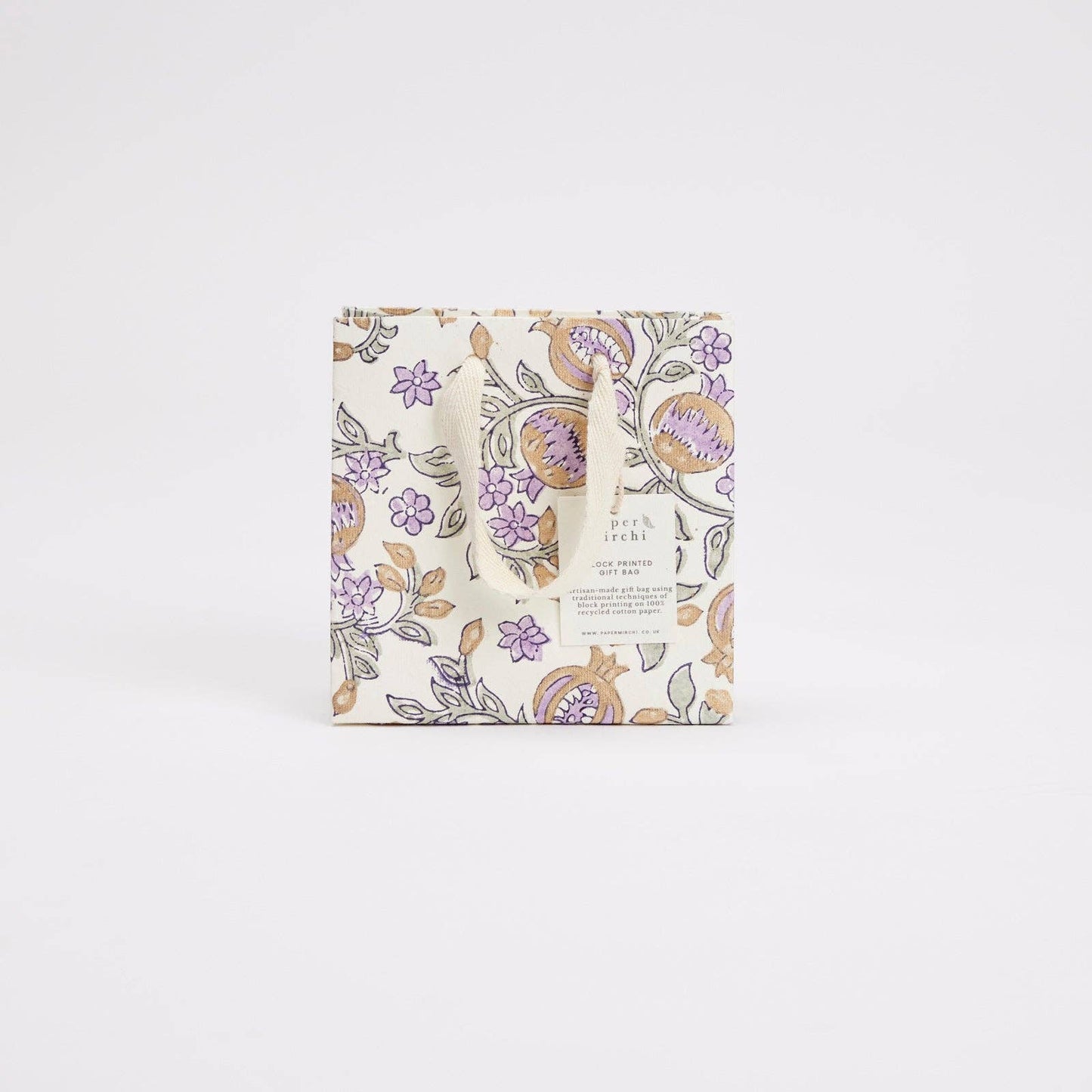 Block Printed Gift Bags (Small) - Lavender