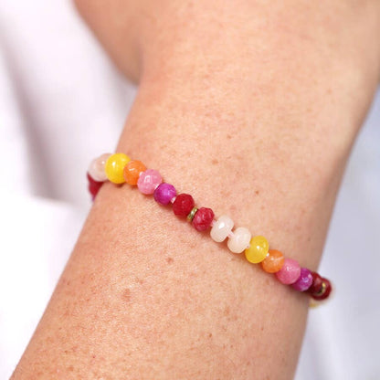 Semi Precious Pink and Purple Stone Beaded Bracelet