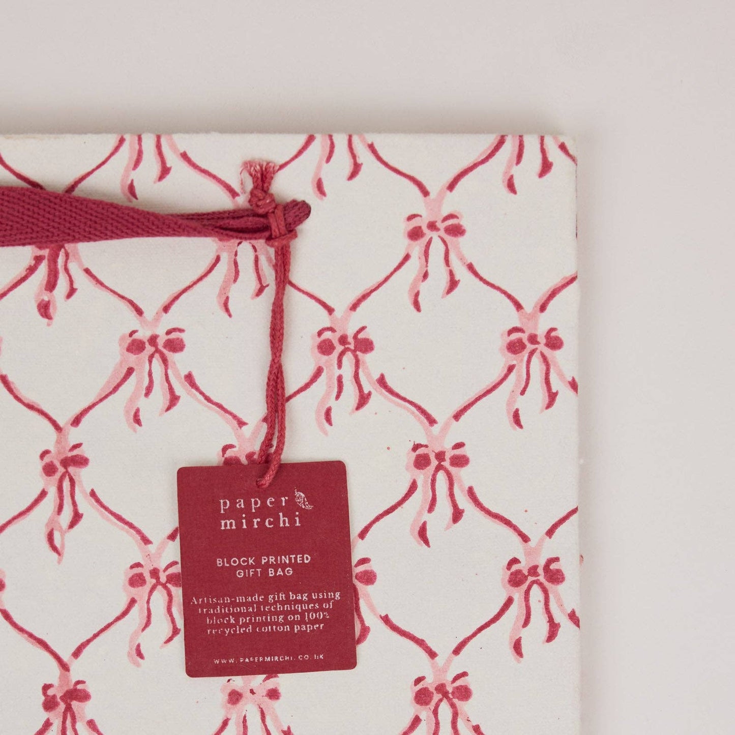Block Printed Gift Bags (Medium) - Christmas Pudding