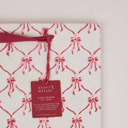 Block Printed Gift Bags (Medium) - Christmas Pudding