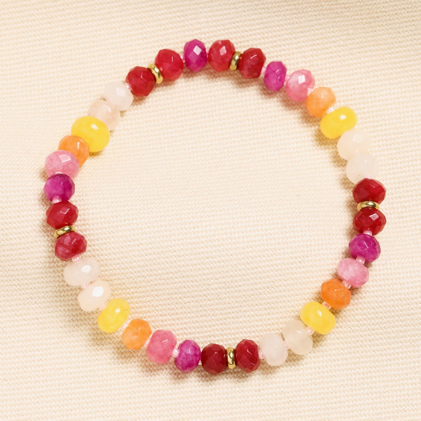 Semi Precious Pink and Purple Stone Beaded Bracelet