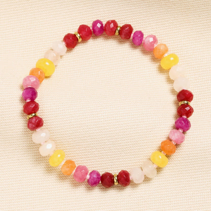 Semi Precious Pink and Purple Stone Beaded Bracelet