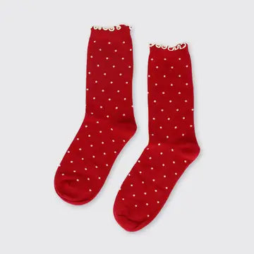 Small Spot Socks Red