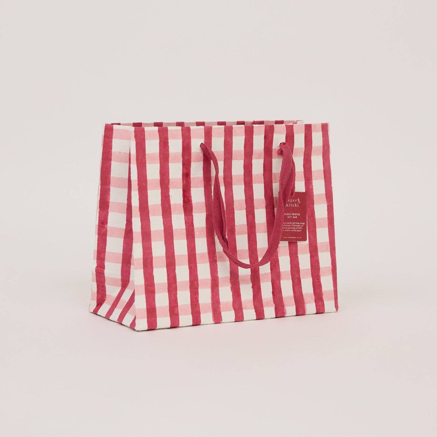 Block Printed Gift Bags (Medium) - Christmas Pudding