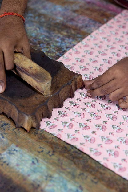 Hand Block Printed Gift Bags (Small) - Blush Refresh