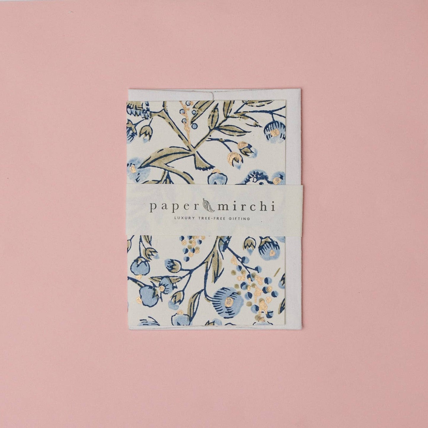 Hand Block Printed Greeting Card - GC Song Birds Blue Stone