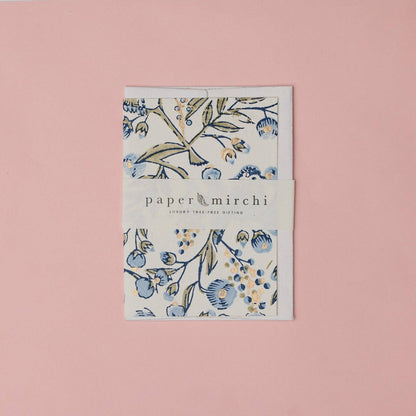 Hand Block Printed Greeting Card - GC Song Birds Blue Stone