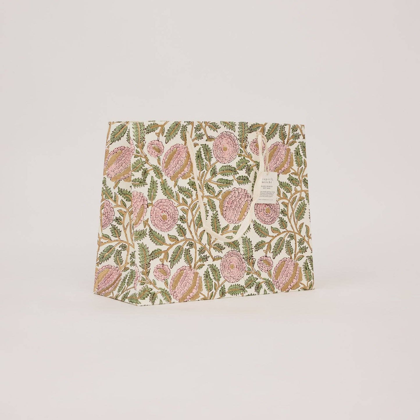 Hand Block Printed Gift Bags (Large) - Blush Refresh