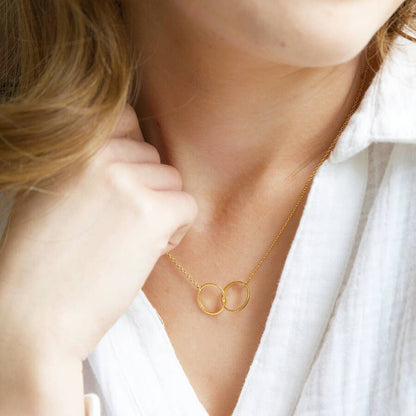 Brushed Interlocking Hoop Necklace