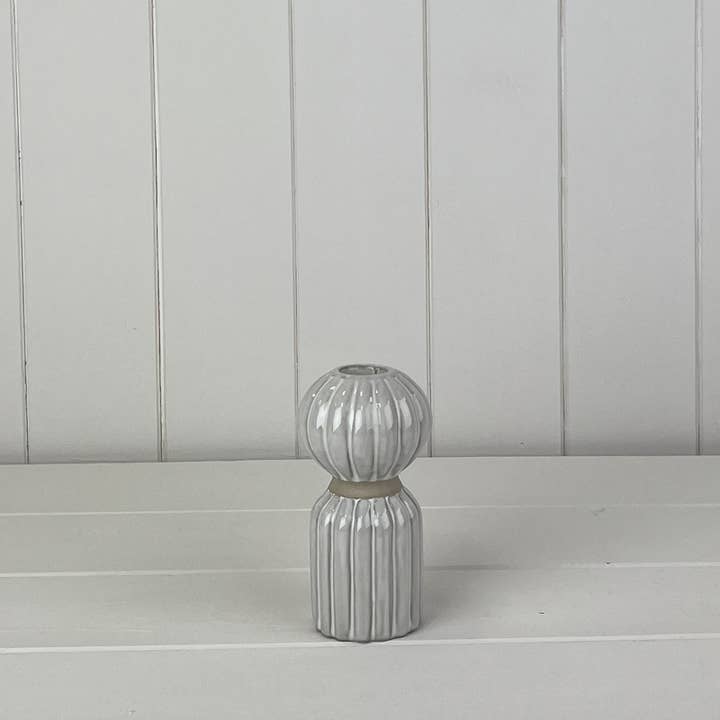 Glazed Ceramic Candle Holder with Textured Detail (12cm)