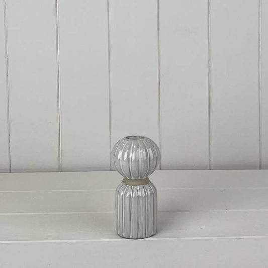 Glazed Ceramic Candle Holder with Textured Detail (12cm)