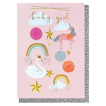 Baby Girl Mobile | Female New Baby Card | Animal Cards