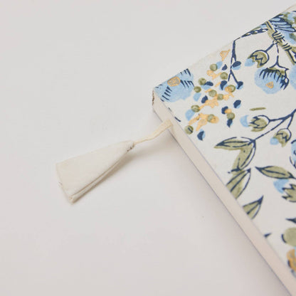 Block Printed Ruled Notebook (A5) - Song Birds Blue Stone