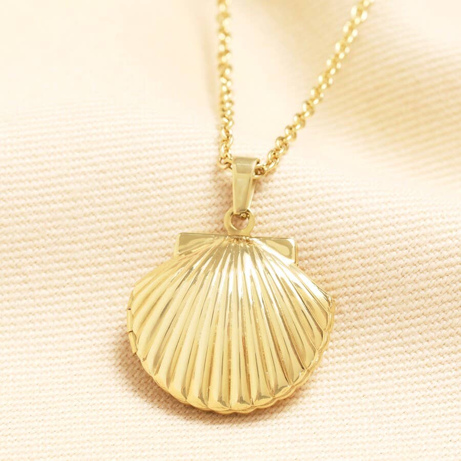 Stainless Steel Shell Locket in Gold