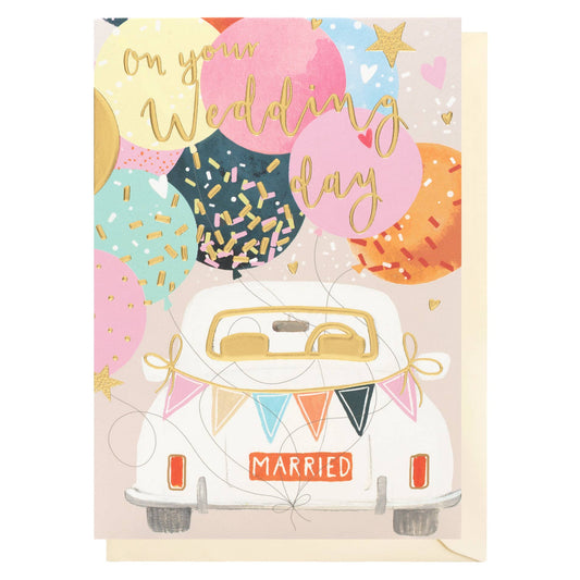 Car & Balloons | Wedding Card