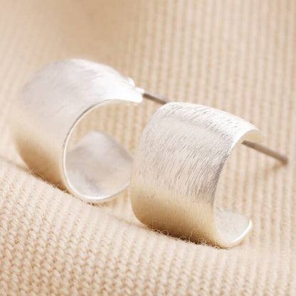 Brushed Wide Huggie Hoop Earrings