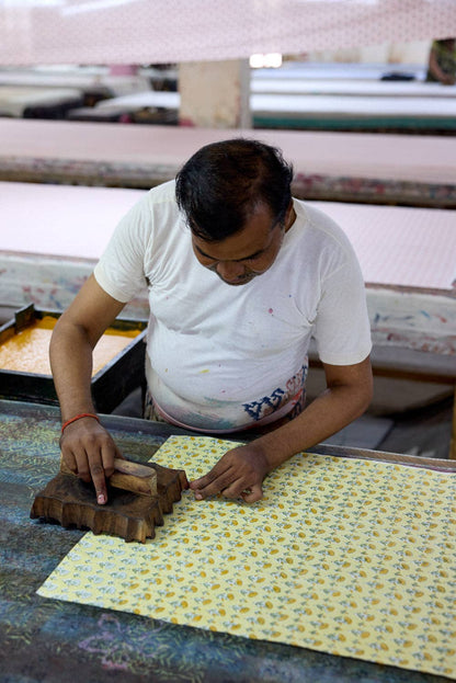 Block Printed Wrapping Paper Sheets - BP Ditsy Floral Sunshine