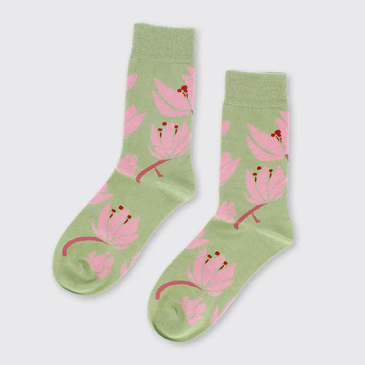 Hibiscus Socks Pink/Green