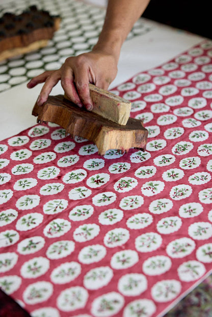 Block Printed Gift Bags (Medium) - Christmas Pudding