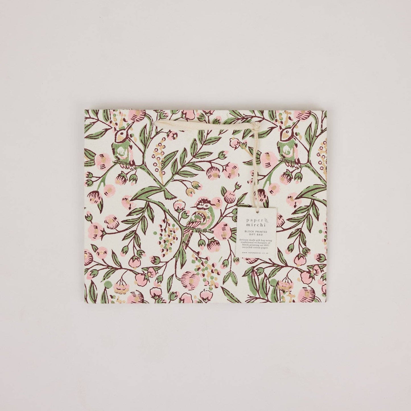 Hand Block Printed Gift Bags (Medium) - Blush Refresh