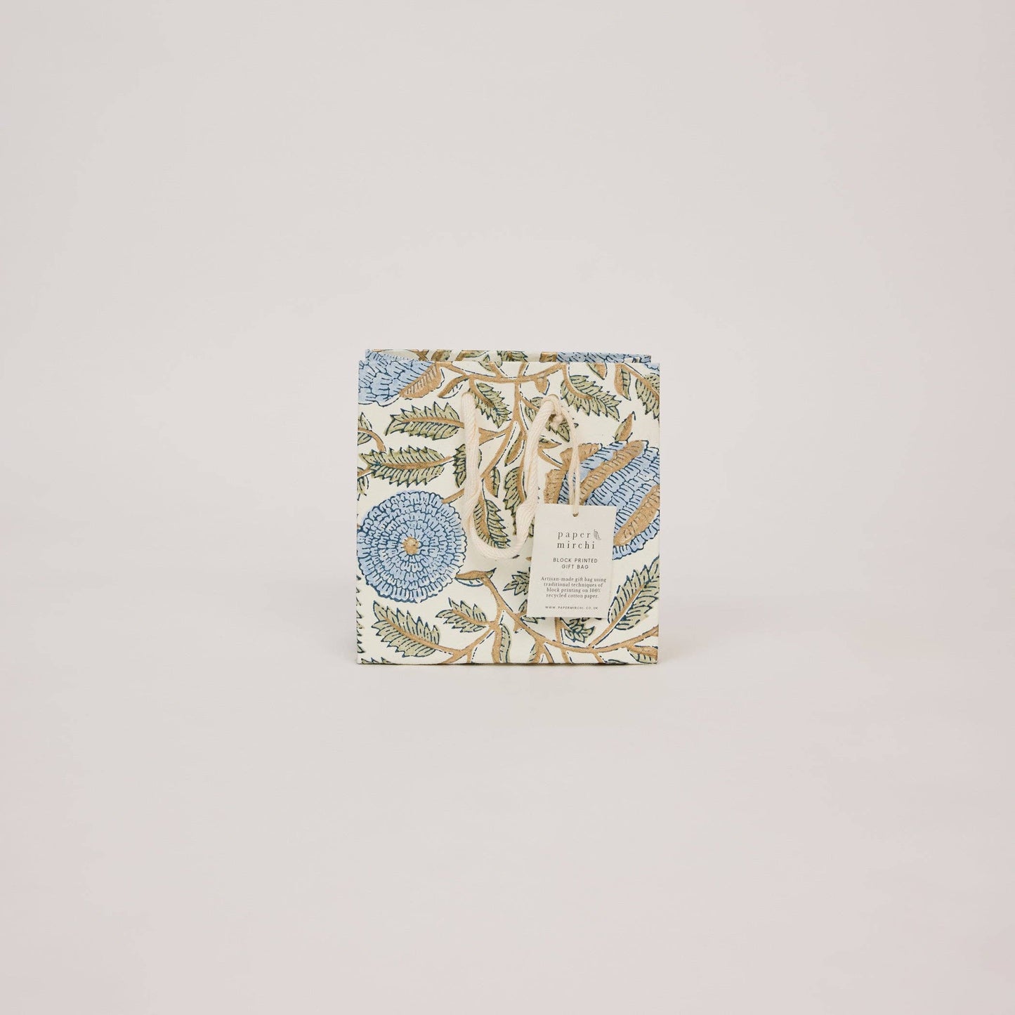 Hand Block Printed Gift Bags (Small) - Blue Stone Refresh