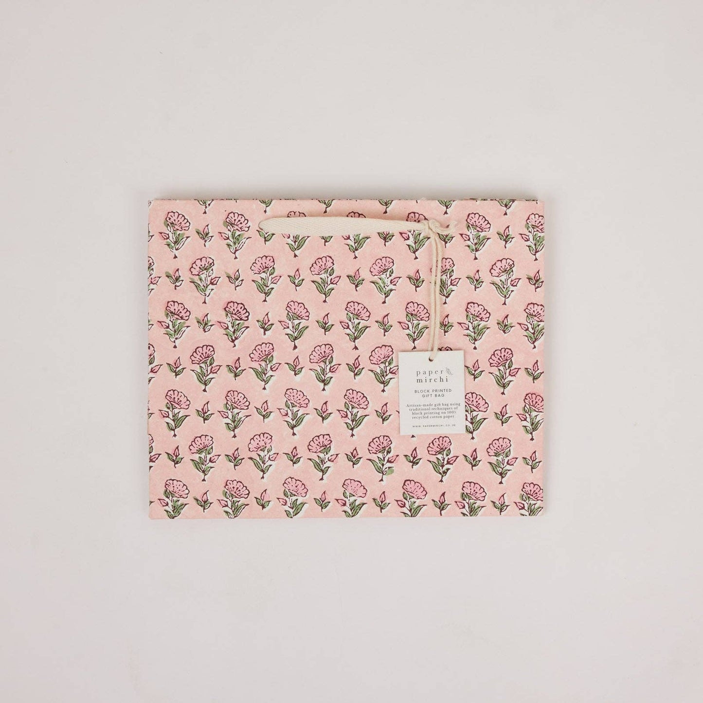 Hand Block Printed Gift Bags (Medium) - Blush Refresh