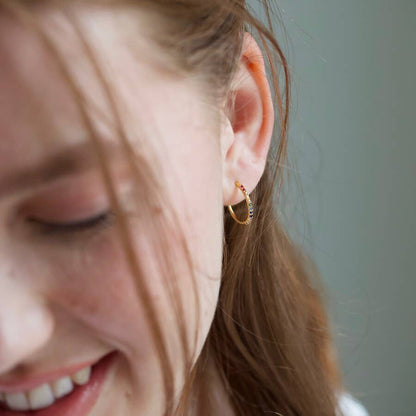 Rainbow Crystal Hoop Earrings in Gold