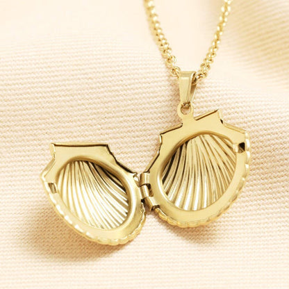Stainless Steel Shell Locket in Gold