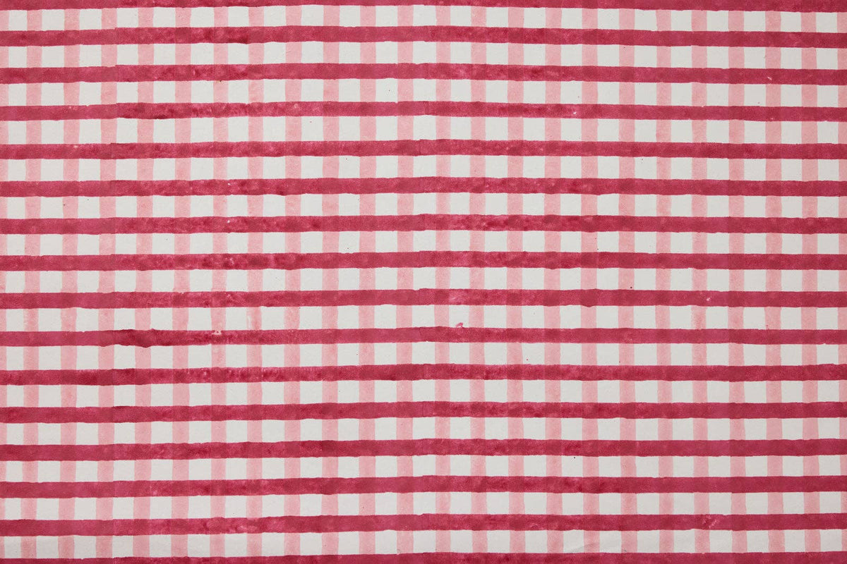 Block Printed Wrapping Paper Sheets - Gingham Christmas Pudding